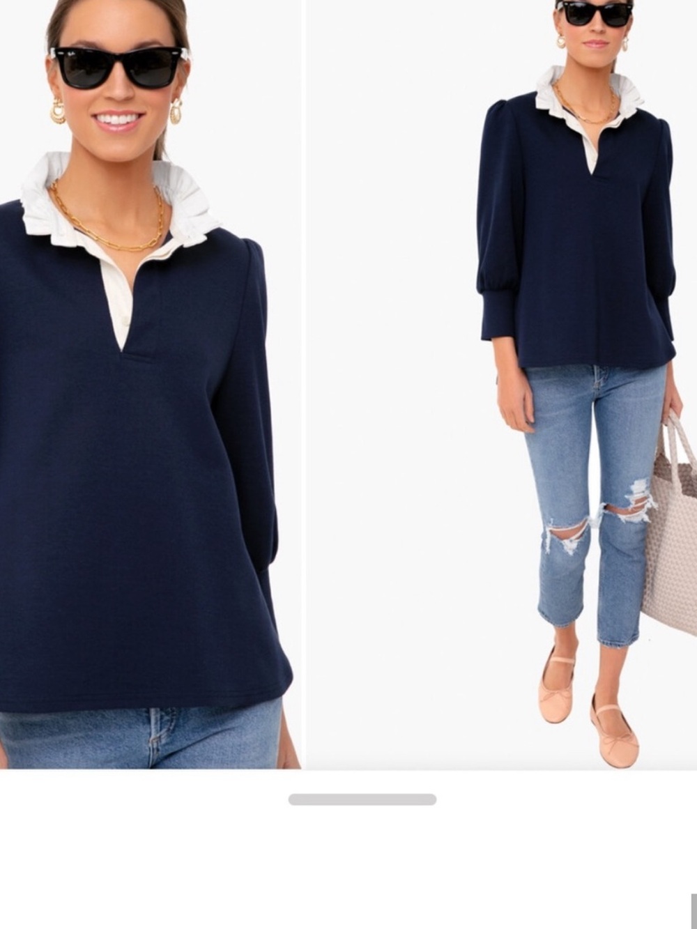 Tuckernuck Pomander Place Navy Charlotte Terry Top-Size XS